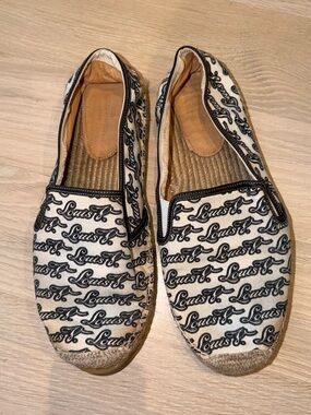 Louis Vuitton White/Cream Canvas Espadrilles with Blue LV